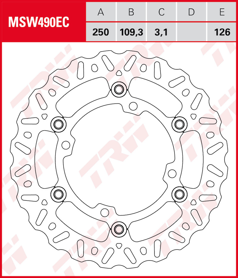 TRW Remschijf, remschijven voor de moto, MSW490EC