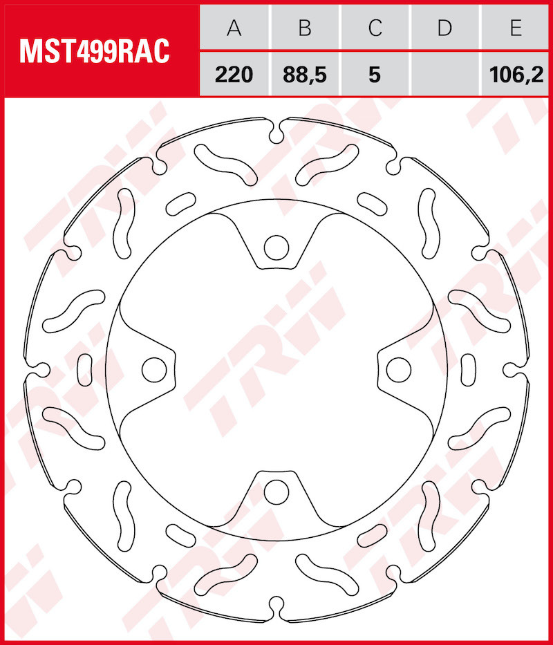 TRW Remschijf, remschijven voor de moto, MST499RAC