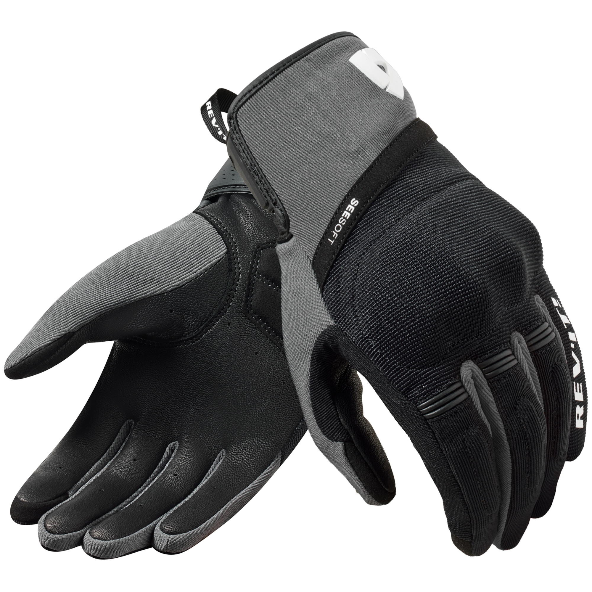 REV'IT! Mosca 2, Motorhandschoenen zomer heren, Zwart Grijs