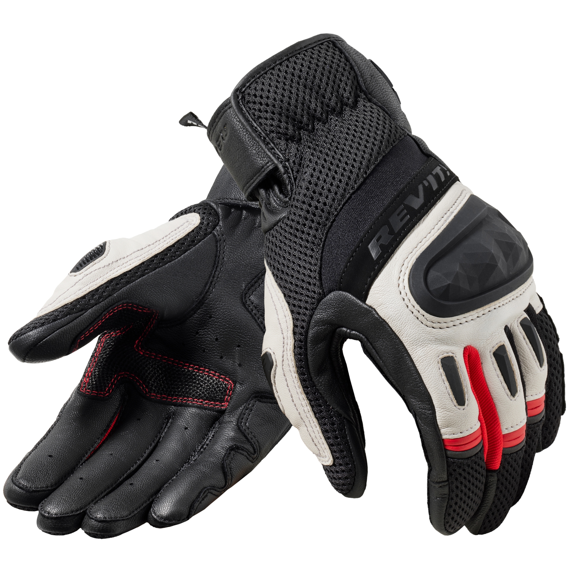 REV'IT! Dirt 4, Motorhandschoenen zomer heren, Zwart Rood