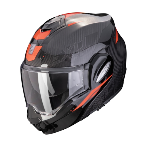 Scorpion Exo-Tech Evo Carbon Rover Zwart Rood Systeemhelm - Maat XS - Helm