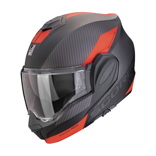 Scorpion EXO-Tech Evo Team Matt Black-Silver-Red Systeemhelm - Maat XS - Helm