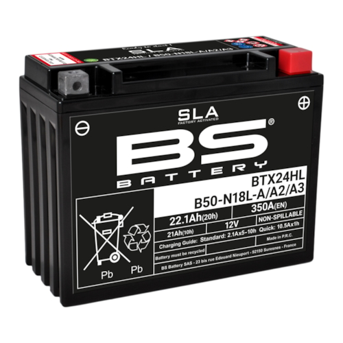 BS BATTERY Batterij gesloten onderhoudsvrij, Batterijen moto & scooter, BTX24HL / B50-N18L-A/A2/A3 SLA