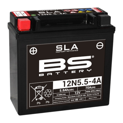 BS BATTERY Batterij gesloten onderhoudsvrij, Batterijen moto & scooter, 12N5.5-4A/4B SLA