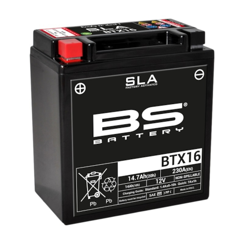 BS BATTERY Batterij gesloten onderhoudsvrij, Batterijen moto & scooter, BTX16 SLA