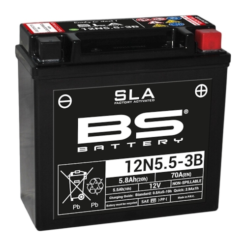 BS BATTERY Batterij gesloten onderhoudsvrij, Batterijen moto & scooter, 12N5.5-3B SLA