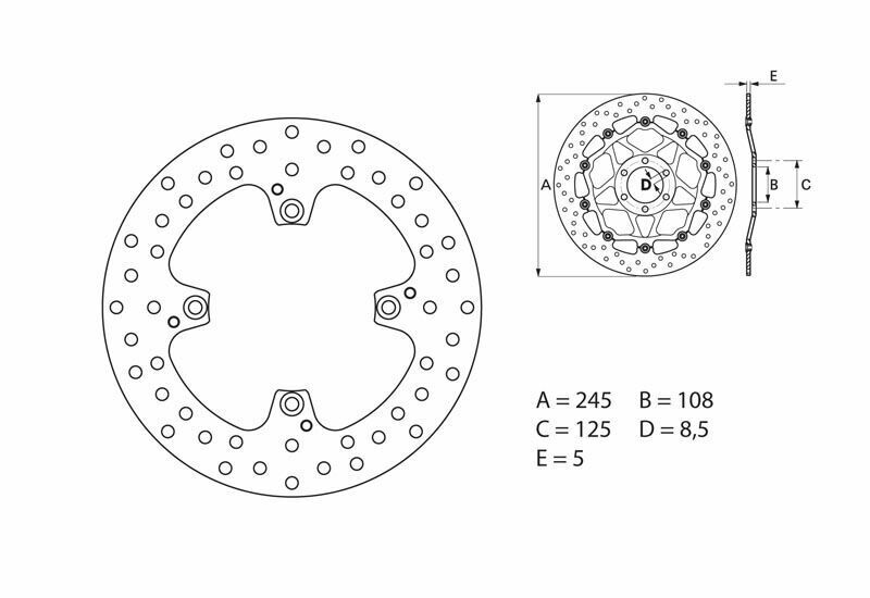 BREMBO Serie Oro remschijf, remschijven voor de moto, vast 68B40792