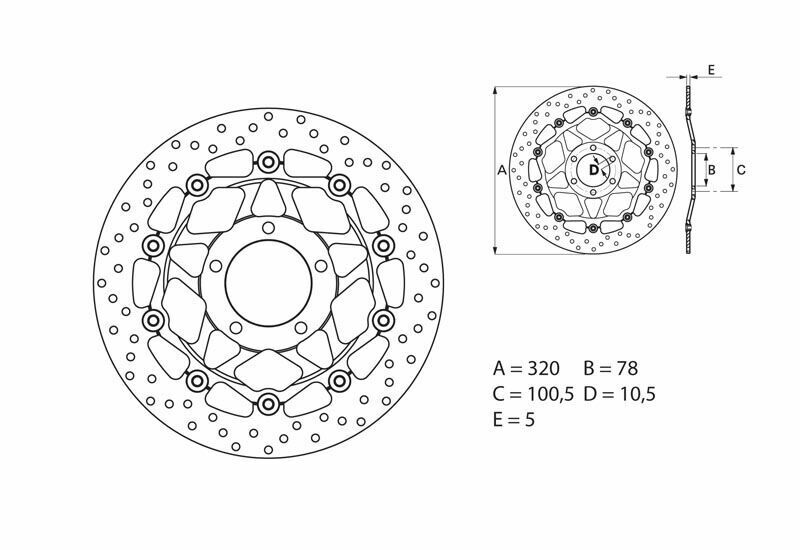 BREMBO Serie Oro remschijf, remschijven voor de moto, zwevend 78B40881