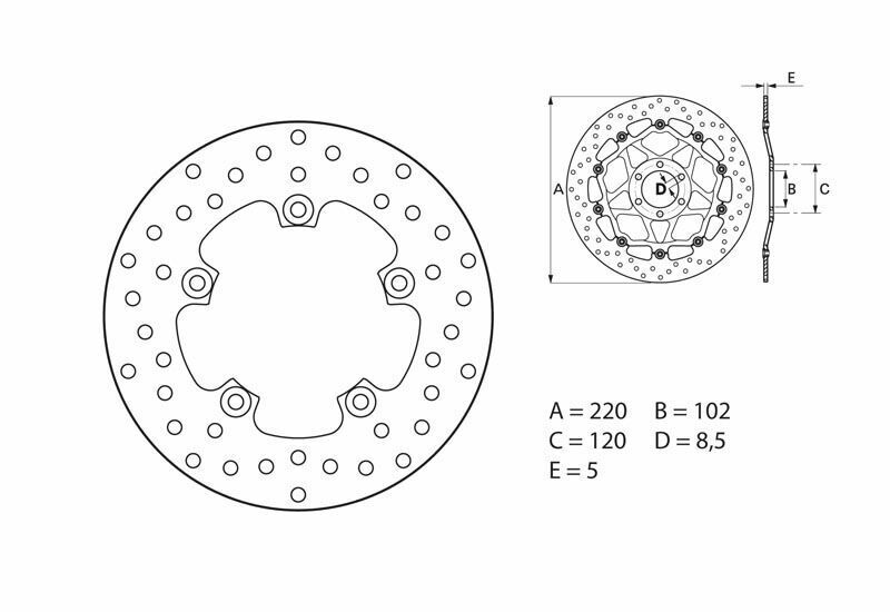 BREMBO Serie Oro remschijf, remschijven voor de moto, vast 68B407G6
