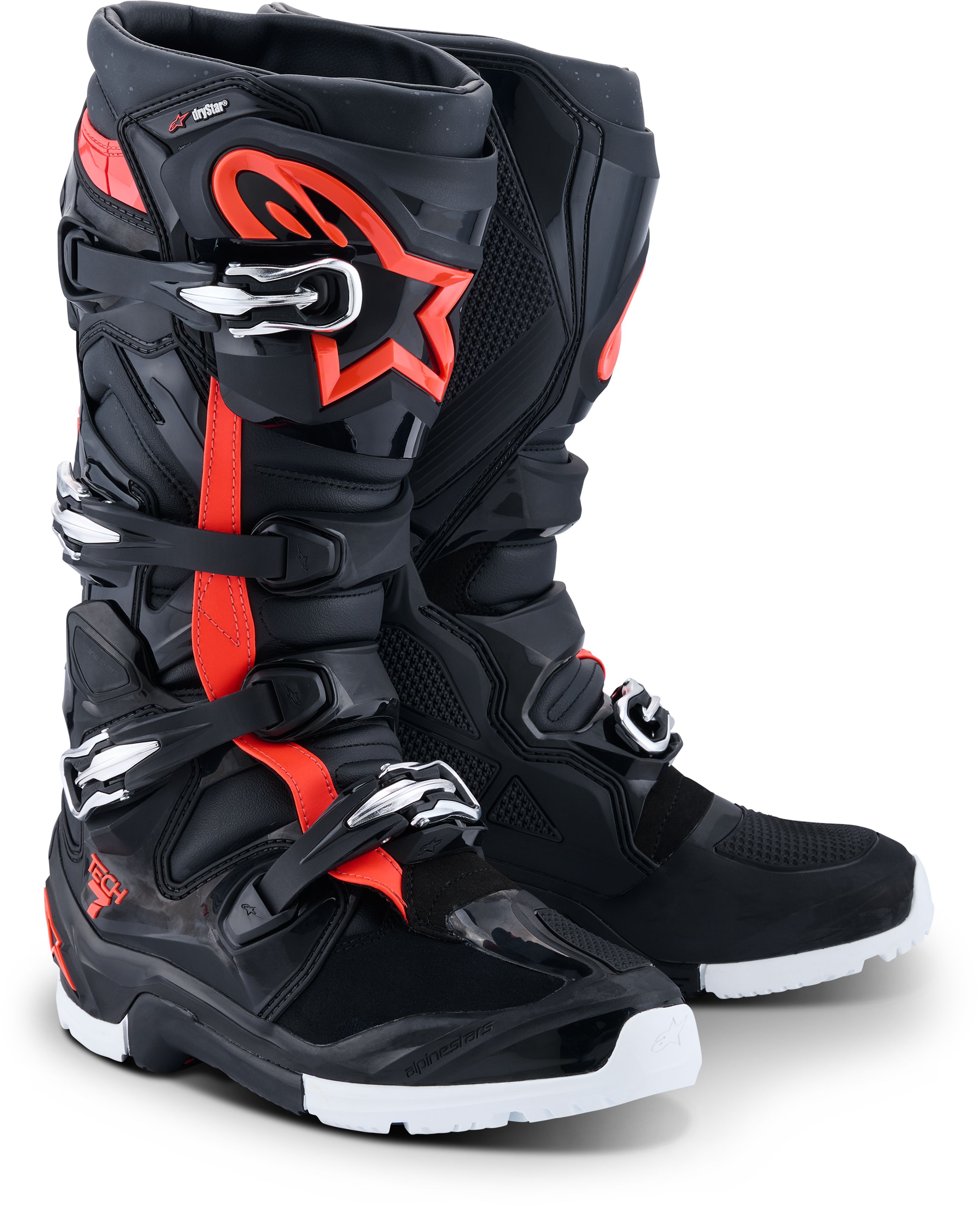 ALPINESTARS 2026 Tech 7 Enduro Drystar, Adventure motorcycle boots, Black-Red Fluo-White