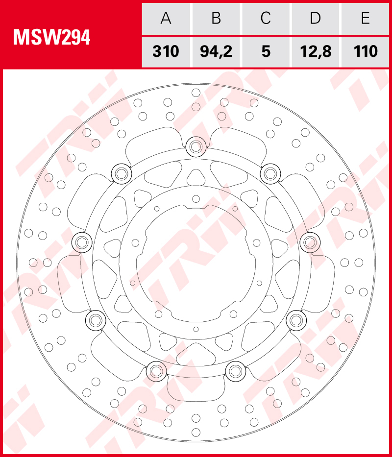 TRW Remschijf, remschijven voor de moto, MSW294 TRW Remschijf, remschijven voor de moto, MSW294