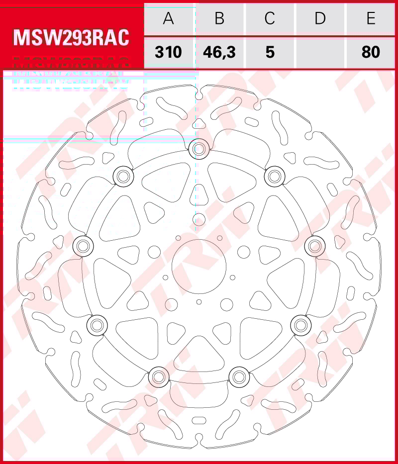 TRW Remschijf, remschijven voor de moto, MSW293RAC TRW Remschijf, remschijven voor de moto, MSW293RAC