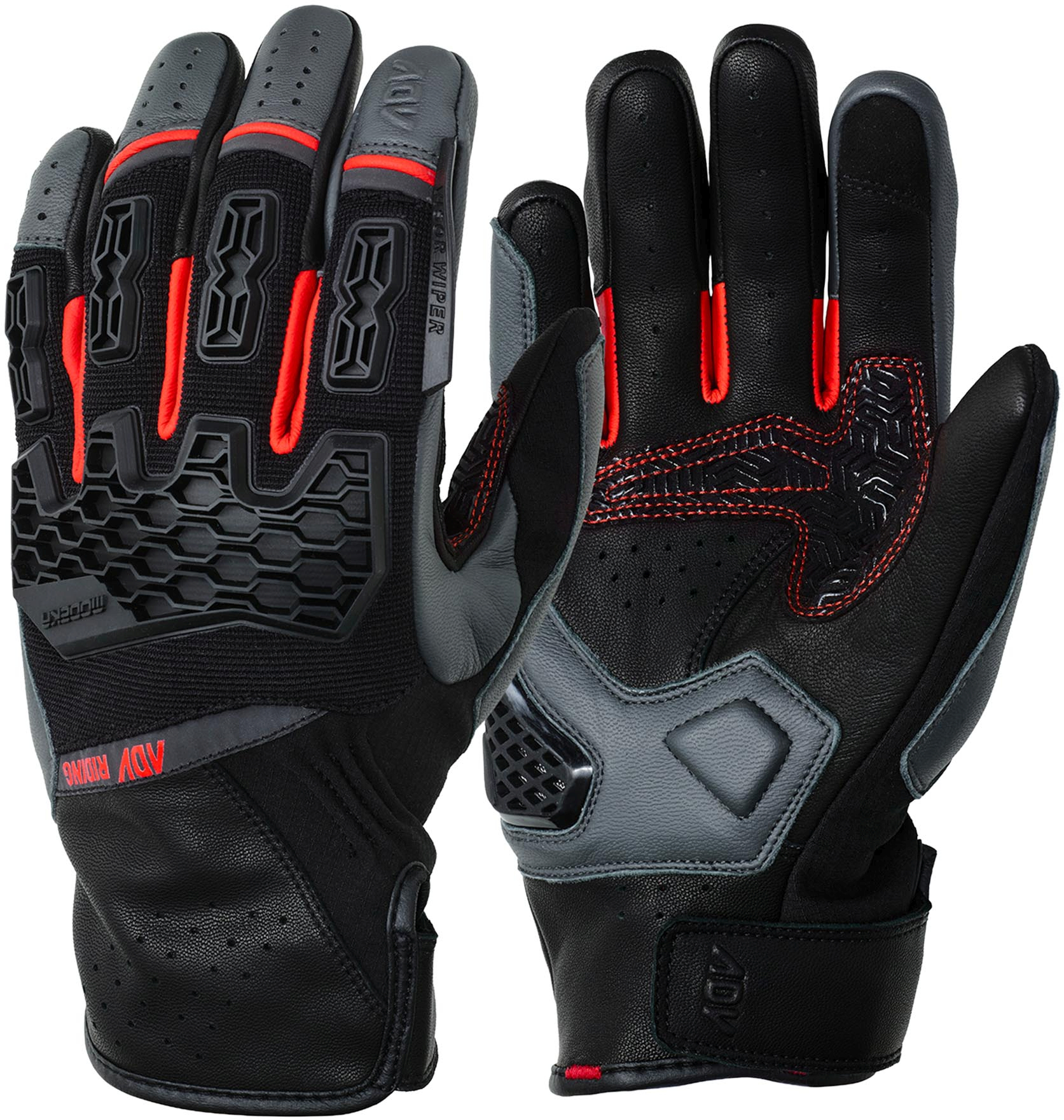 MODEKA Atlaz Gloves, Motorhandschoenen zomer heren, Zwart-Donker Grijs