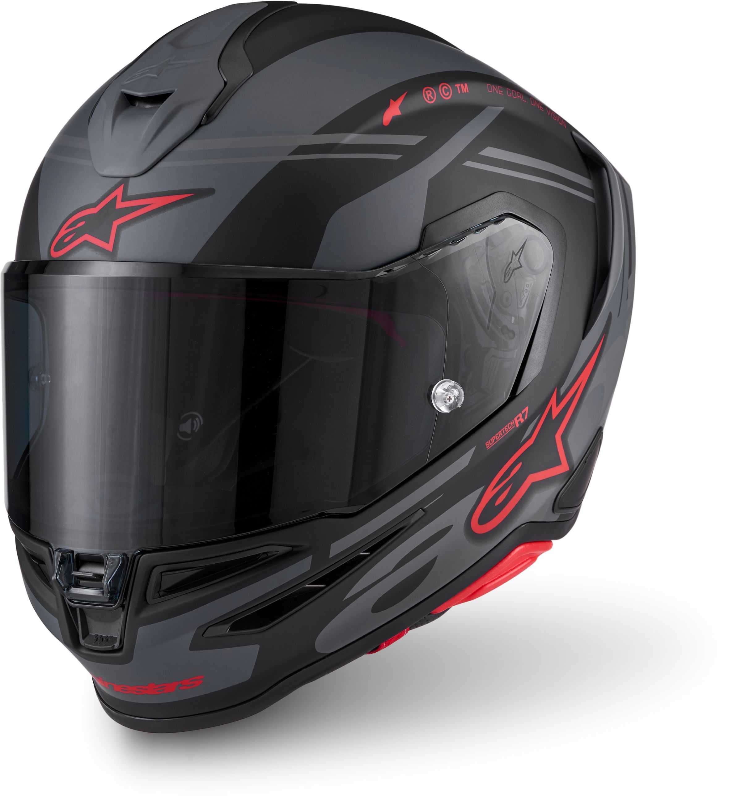 ALPINESTARS S-R7 A-Core, Integraalhelm, Mat Zwart-Grijs-Rood