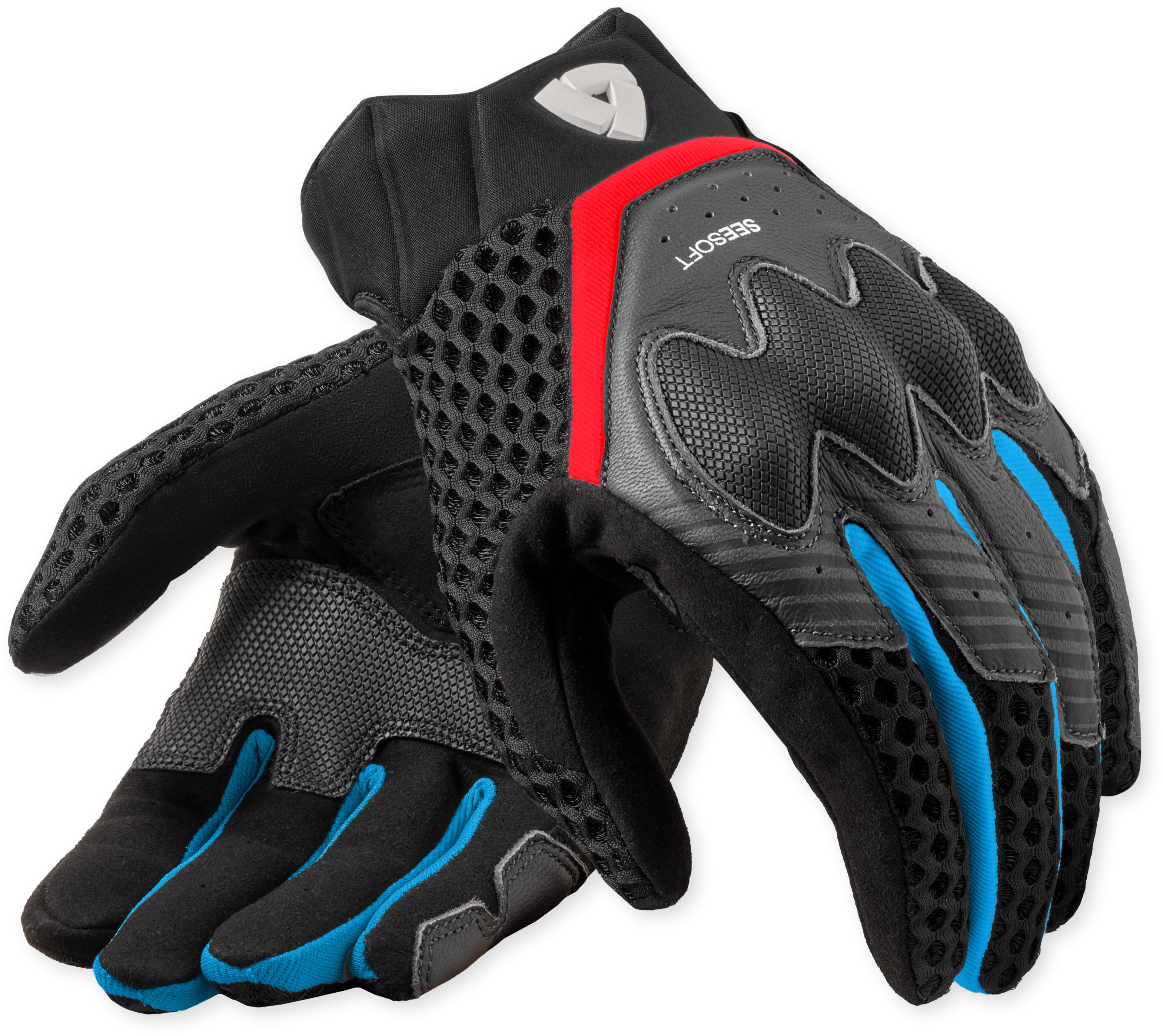 REV'IT! Veloz, Motorhandschoenen zomer heren, Rood Blauw