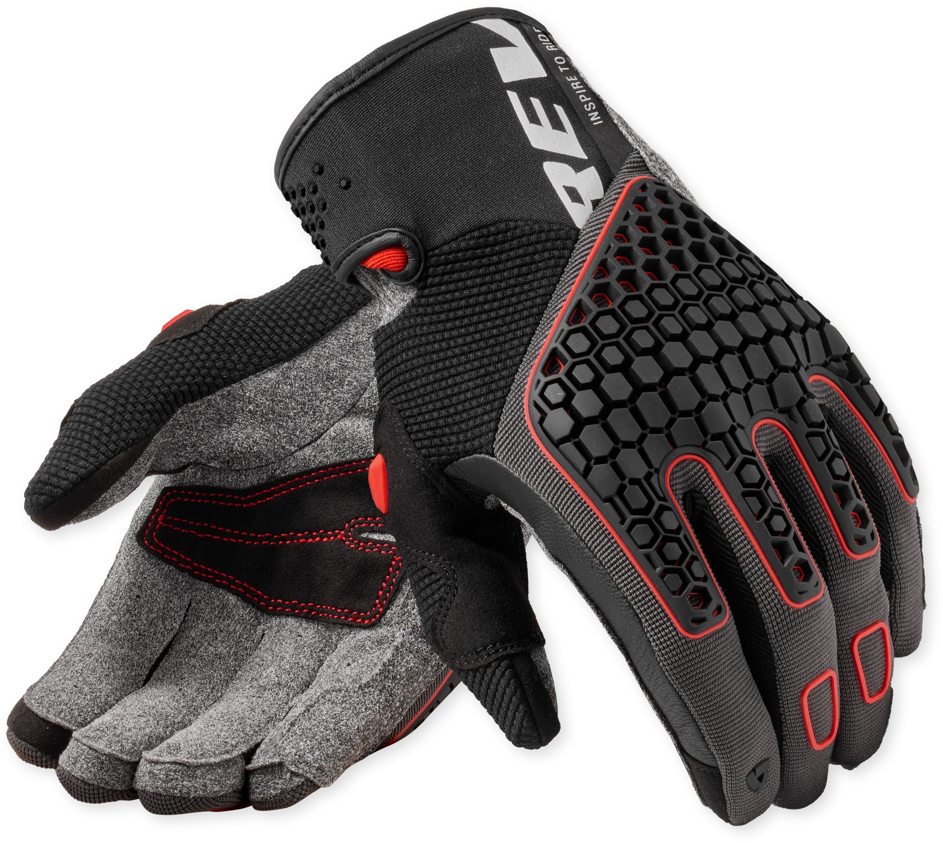 REV'IT! Mangrove 2, Motorhandschoenen zomer heren, Grijs Rood