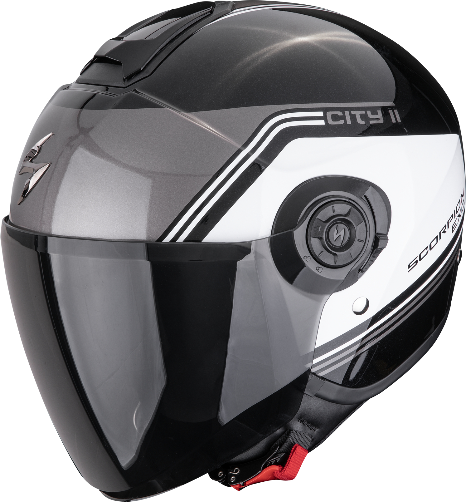 SCORPION EXO-City II Vita, Jethelm of scooter helm, Metallic zwart-Wit