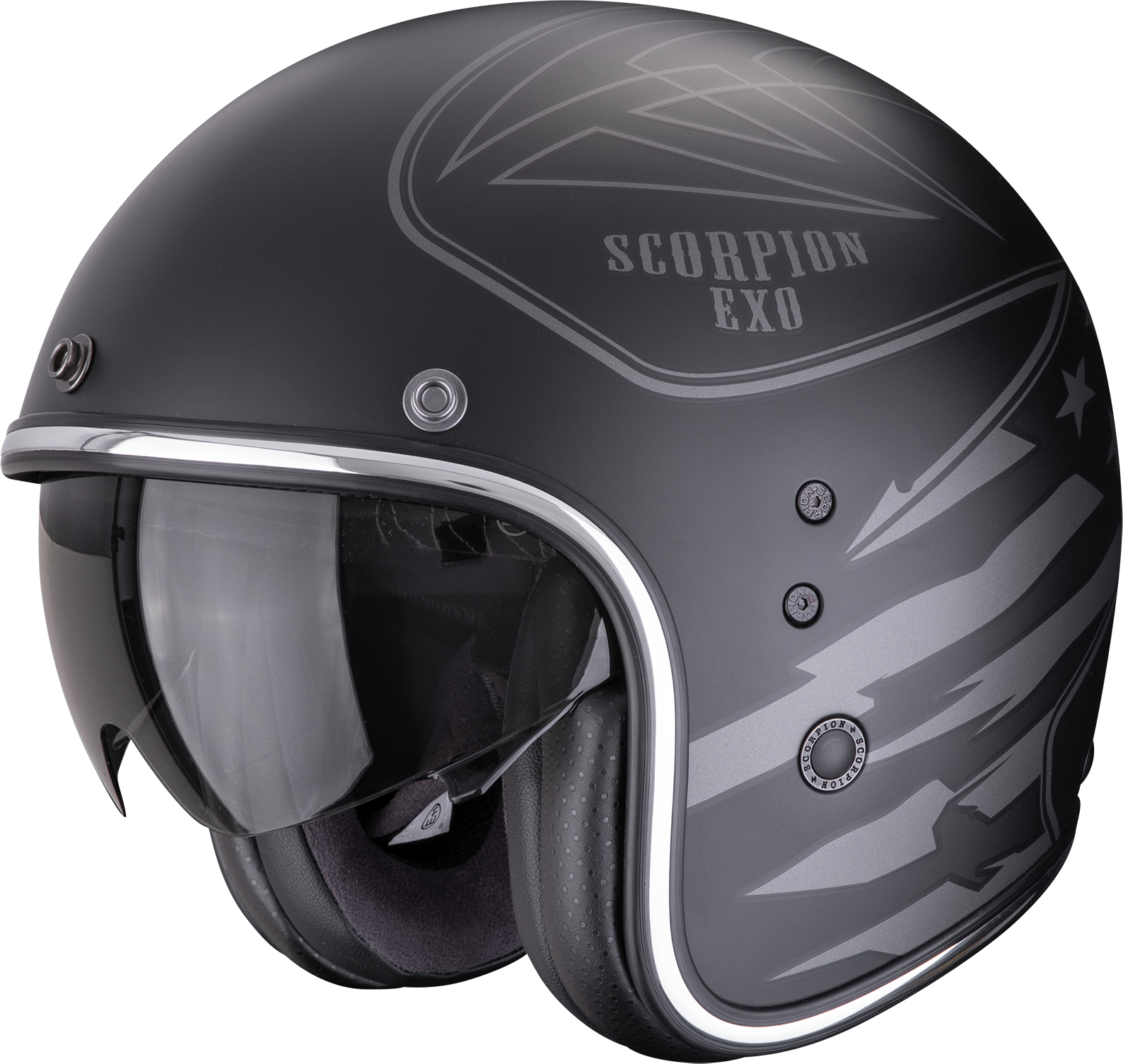 SCORPION Belfast Evo Dawg, Jethelm of scooter helm, Zwart-Zilver