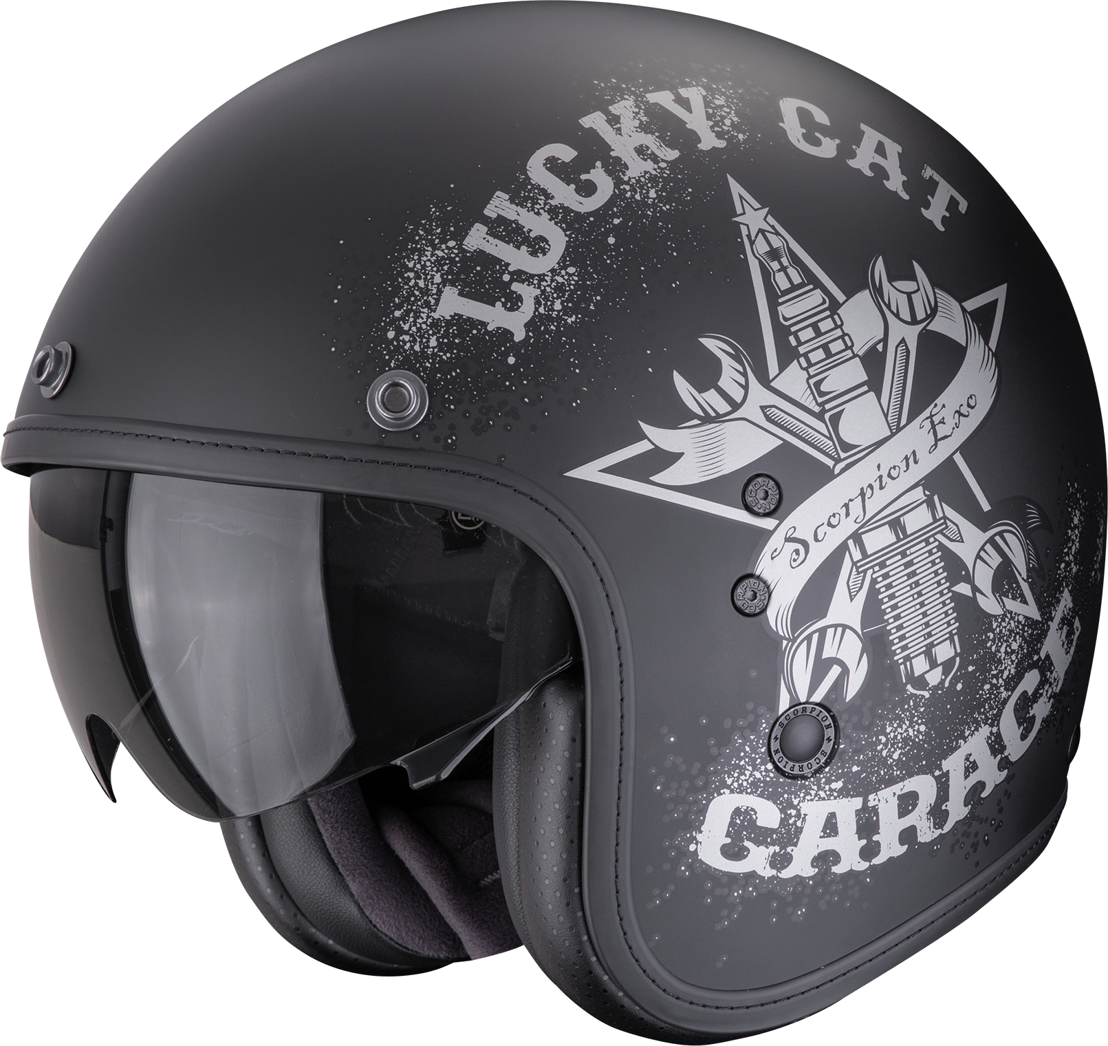 SCORPION Belfast Evo Hangar, Jethelm of scooter helm, Mat Zwart-Zilver