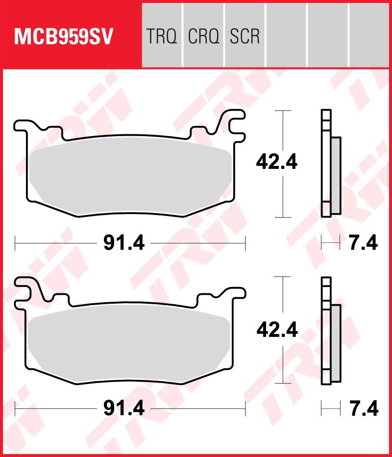 TRW Remblokken, en remschoenen voor de moto, MCB959TRQ Sinter track