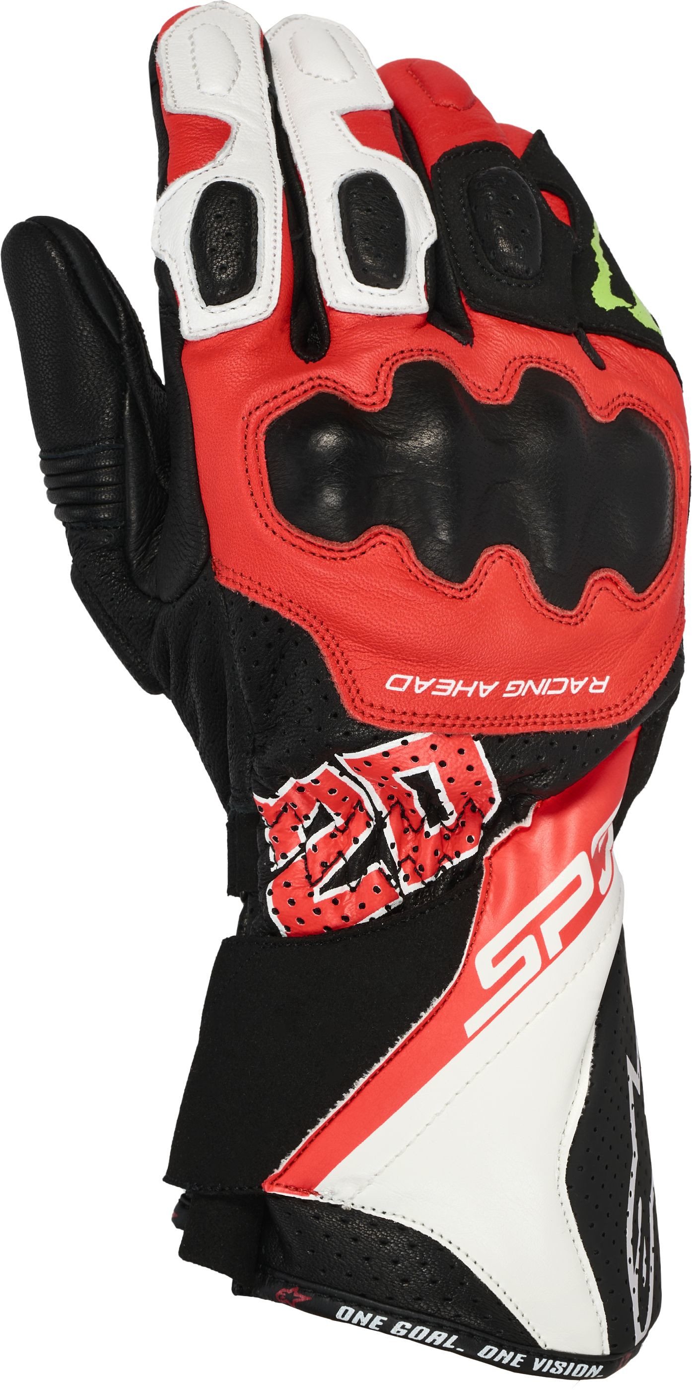 ALPINESTARS SP-3, Race motorhandschoenen, FQ20 Monster Zwart-Rood Fluo-Wit