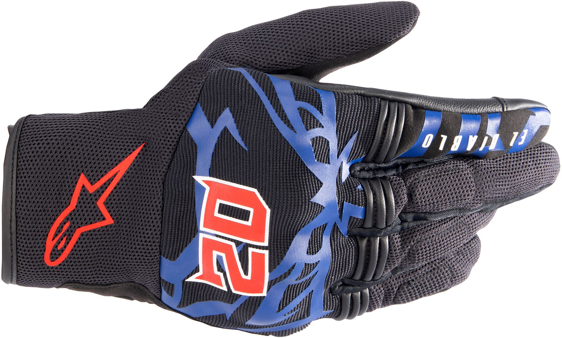 ALPINESTARS Copper Gloves, Motorhandschoenen zomer heren, FQ20 Zwart-Blauw-Helder Rood