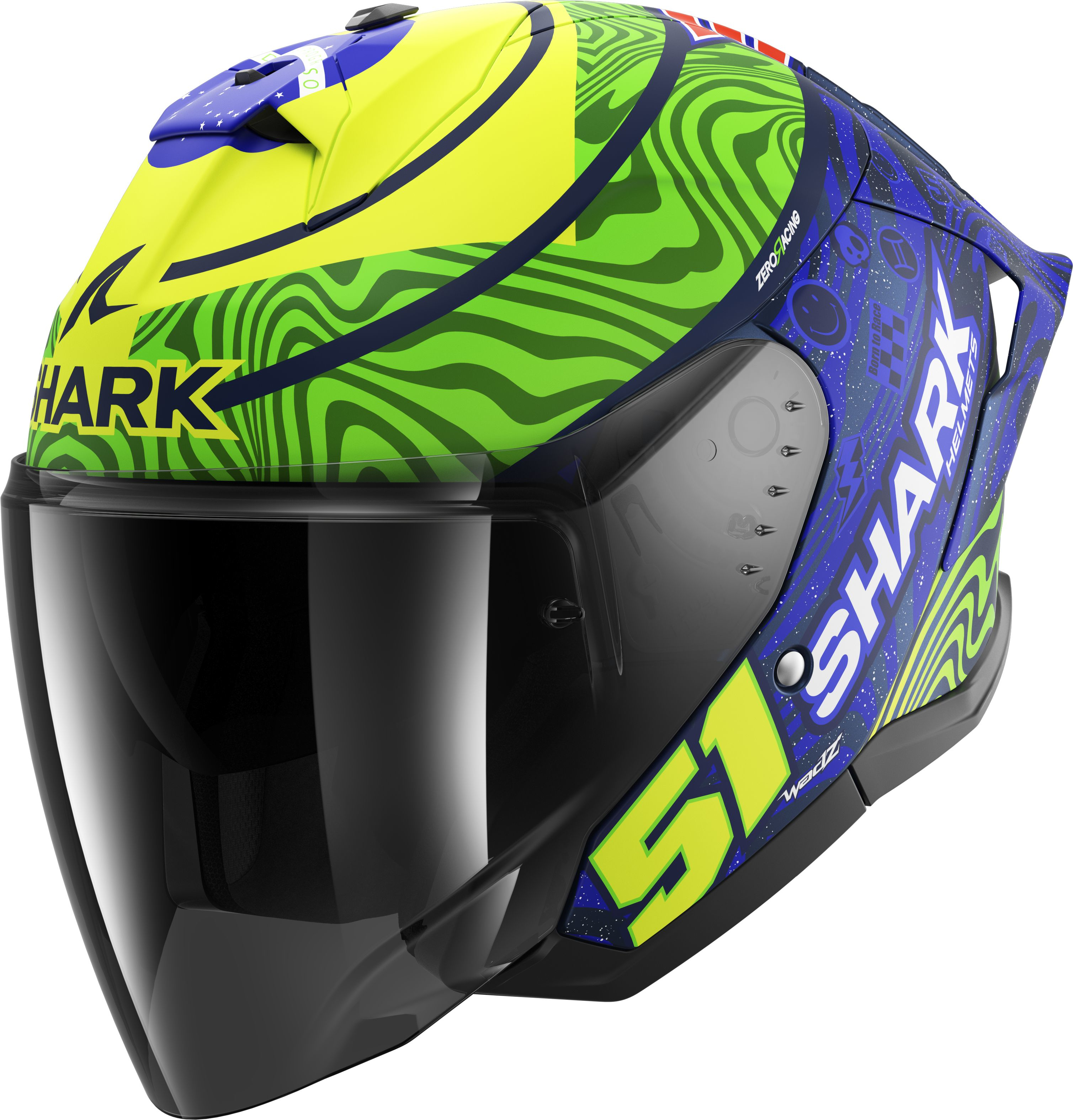 SHARK Skwal Jet Cup Replica Granado, helmet, Matt Blue-Green-Yellow