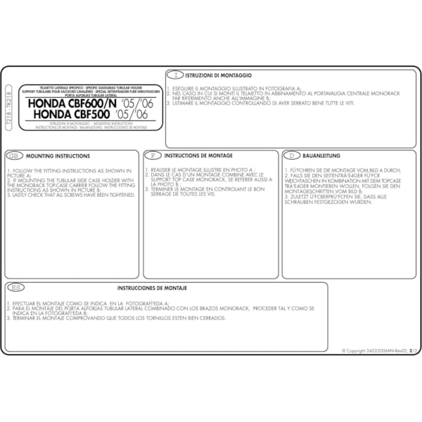 Instructions de montage T218 -2