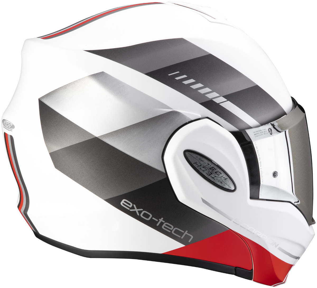 SCORPION EXO-Tech Evo Genre Matt White-Silver-Red - Flip-up helmet