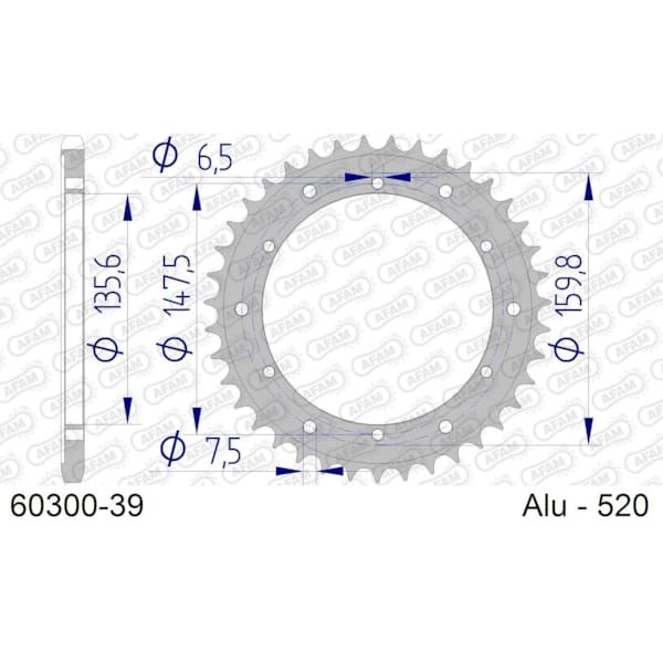 Afb. achtertandwiel
